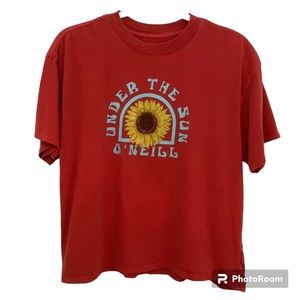 O’Neil Boxy‎ Short Sleeve T-Shirt with Sunflower Print Red Size XS NWOT